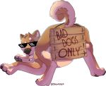  butt canid canine canis doggadee domestic_dog eyewear feral glasses invalid_tag mammal presenting presenting_hindquarters rags_(youtuber) shiba_inu sign solo spitz 