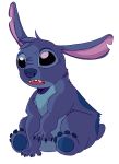  2016 4_fingers 4_toes aliasing alien alpha_channel back_markings black_eyes blue_claws blue_fur blue_nose blue_pawpads chest_tuft claws digital_drawing_(artwork) digital_media_(artwork) disney experiment_(lilo_and_stitch) fingers fur head_tuft lilo_and_stitch littiebirb markings notched_ear open_mouth pawpads simple_background sitting small_tail solo stitch_(lilo_and_stitch) toes transparent_background tuft 