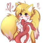  &lt;3 2019 2_tails anthro blonde_hair blue_eyes blush bodily_fluids canid canine clothed clothing digital_media_(artwork) dipstick_tail drooling fellatio fingers fluffy fluffy_tail fox fur girly gloves hair handwear hi_res litchi666 male mammal miles_prower multi_tail multicolored_fur multicolored_tail oral penile saliva sex simple_background solo sonic_(series) tentacles video_games white_background white_fur yellow_fur 