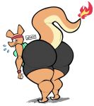  2019 accessory aimbot-jones anthro bent_over big_butt bodily_fluids butt charizard claws clothed clothing dragon english_text eyelashes female fire gym_shorts headband hi_res horn huge_butt looking_back nintendo pok&eacute;mon pok&eacute;mon_(species) rear_view scalie shirt solo standing sweat sweatdrop text thick_thighs toe_claws topwear valentina_(aimbot-jones) video_games wide_hips wristband 