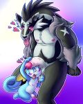  2019 anthro balls barazoku big_penis blush cock_worship duo erection foreskin fur hi_res male male/male neppyneptune nintendo nipples nude obstagoon open_mouth penile penis penis_on_head pok&eacute;mon pok&eacute;mon_(species) romantic romantic_couple simple_background size_difference smile sobble tongue too_big uncut video_games 