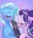  &lt;3 animal_genitalia animal_penis blush equid equine_penis fellatio female feral friendship_is_magic group group_sex horn kirinit licking male male/female mammal my_little_pony oral penile penis penis_lick sex starlight_glimmer_(mlp) threesome tongue tongue_out trixie_(mlp) unicorn 