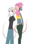  absurd_res albino anthro blue_eyes duo ear_piercing ear_ring female grey_body hair hi_res male mammal mouse murid murine piercing pink_hair red_eyes rodent silver_hair thekamelotbard 