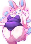  &lt;3 anthro anthrofied belly big_breasts big_ears blue_eyes blush breasts cleavage clothed clothing cute_fangs eeveelution female fur hi_res kemono looking_at_viewer mammal multicolored_fur nintendo one-piece_swimsuit open_mouth overweight overweight_female pink_fur pok&eacute;mon pok&eacute;mon_(species) radiowave smile solo standing swimwear sylveon thick_thighs two_tone_fur video_games voluptuous white_fur wide_hips 