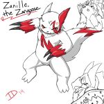  1:1 2019 claws female fur isodoma looking_at_viewer nintendo paws pok&eacute;mon pok&eacute;mon_(species) red_fur simple_background solo video_games white_background white_fur zangoose 