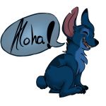  1:1 2015 alien alpha_channel back_markings blue_claws blue_fur blue_nose claws dialogue digital_drawing_(artwork) digital_media_(artwork) disney experiment_(lilo_and_stitch) eyes_closed fluffy fur hawaiian_text head_markings lilo_and_stitch low_res markings notched_ear occipital_markings open_mouth open_smile simple_background small_tail smile solo sophie-feathersong speech_bubble stitch_(lilo_and_stitch) text transparent_background 