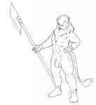  animate_inanimate anklet anthro balls bracelet collar ebonyrubberwolf faceless felid glaive hi_res jewelry lion male mammal melee_weapon nude pantherine penis plantigrade polearm rubber shadowfox13 simple_background solo standing weapon 