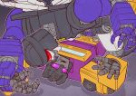  2018 absurd_res alien ambiguous_gender bodily_fluids claws clitoris combaticon cybertronian decepticon digital_drawing_(artwork) digital_media_(artwork) duo fingers genital_fluids hi_res humanoid imminent_rape insecticon licking living_machine machine male not_furry open_mouth purple_eyes pussy pussy_juice red_eyes robot sharp_teeth shibara shrapnel_(transformers) simple_background smile spread_legs spreading swindle teeth text tongue tongue_out transformers 