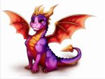  2019 4:3 activision claws digital_media_(artwork) dragon feral horn male membrane_(anatomy) membranous_wings purple_eyes scales scalie simple_background sitting smile solo spines spyro spyro_the_dragon temero temerohimitaki video_games western_dragon white_background wings 