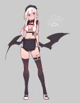  1girl baal_(shiomachi) bat_wings maid original red_eyes shiomachi sketch solo thighhighs white_hair wings zettai_ryouiki 