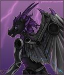  anthro cybernetics cyberpunk cyborg dragon hi_res kuro_(tacoma) lightning machine male mecha metal scalie solo tacoma wings 