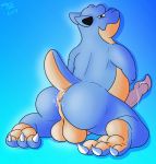  2019 3_toes anus backsack balls barefoot big_balls big_butt big_penis blastoise blue_background blush bodily_fluids brown_eyes butt claws cum cum_in_ass cum_inside erection feet fol gaping gaping_anus genital_fluids hi_res hindpaw kneeling looking_back male nintendo overweight overweight_male paws penis pok&eacute;mon pok&eacute;mon_(species) reptile scalie simple_background smile soles solo thick_thighs toe_claws toes turtle video_games 