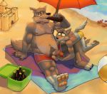  anthro archiblender assisted_exposure balls beach canid canine canis duo eddie_(orf) father father_and_son hi_res humanoid_penis incest male male/male mammal parent penis sam_(orf) seaside son wolf 