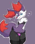  &lt;3 2019 absurd_res anthro braixen bulge canid canine clothed clothing girly hi_res legwear looking_at_viewer male mammal nic-m-lyc nintendo nude pok&eacute;mon pok&eacute;mon_(species) shiny_pok&eacute;mon simple_background socks solo thong video_games 