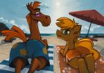  beach duo equid equine hi_res horse julius_caeser looking_at_viewer looking_back male mammal marsminer mox my_little_pony outside pony seaside the_three_bogatyrs 