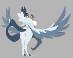  anthro articuno avian beak bird breasts butt feathered_wings feathers female hi_res hybrid legendary_pok&eacute;mon looking_back mega_absol mega_evolution nintendo nipples non-mammal_breasts nude pok&eacute;ball pok&eacute;mon pok&eacute;mon_(species) simple_background solo standing video_games wings yogoat 
