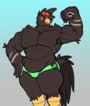  anthro avian bird bulge clothed clothing flexing looking_at_viewer male muscular muscular_male ritts solo standing topless underwear 