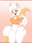  ! aceymari anthro big_breasts big_butt bottomless breasts butt canid canine cleavage clothed clothing dipstick_tail eyewear female fox glasses hi_res mammal multi_tail multicolored_tail 