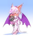  &lt;3 big_breasts bigdad bouquet breasts chiropteran clothing dress female flower footwear hair hair_over_eye high_heels mammal plant ribbons rouge_the_bat shoes simple_background solo sonic_(series) wedding_dress wings 