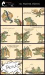  ! ? acaedus canid canine canis comic dawn_(character) dragon female feral hi_res humor male mammal rimentus scalie size_difference walnut_(character) western_dragon wolf 