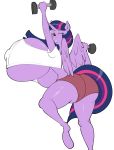  anthro big_breasts breasts dumbbell equid female friendship_is_magic hi_res horn huge_breasts mammal my_little_pony one_eye_closed skyearts twilight_sparkle_(mlp) under_boob weights winged_unicorn wings wink 