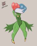  anthro arms_above_head bedroom_eyes clothing female flora_fauna footwear half-closed_eyes hands_behind_head hi_res high_heels humanoid licking licking_lips nintendo not_furry plant pok&eacute;mon pok&eacute;mon_(species) red_eyes roserade saltyxodium seductive shoes solo thick_thighs tongue tongue_out video_games wide_hips 