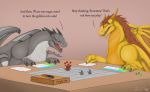  board_game dice dragon duo english_text figurine horn humor percival rimentus rimentus_(character) scalie text western_dragon wings 