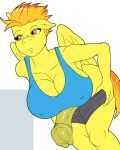  animal_genitalia animal_penis anthro big_breasts breasts cleavage clothed clothing equid equine equine_penis friendship_is_magic gynomorph hi_res intersex mammal my_little_pony nipple_outline penis pterippus skyearts spitfire_(mlp) wings wonderbolts_(mlp) 