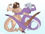  4:3 anthro baja_(nasusbot) butt duo female fin fish flexing hi_res marine muscular muscular_female nasusbot nude pose shark 