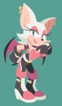  2018 amberuzkaa anthro boots breasts chiropteran clothing ear_piercing ear_ring eyeshadow female footwear fur gloves handwear hi_res makeup mammal membrane_(anatomy) membranous_wings open_mouth piercing rouge_the_bat solo sonic_(series) video_games white_fur wings 
