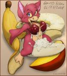  2008 anthro asthexiancal banana cherry chip_&#039;n_dale_rescue_rangers chiropteran disney female food foxglove_(cdrr) fruit fur hair long_tongue mammal micro navel pineapple pink_fur pink_hair plant solo stinkehund tongue tongue_out yellow_sclera 