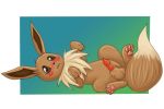  3_toes 4_toes animal_genitalia animal_penis balls begging begging_pose blush brown_eyes brown_fur brown_nose canine_penis chest_tuft eevee erection feral fluffy fluffy_tail fur gradient_background long_ears looking_at_viewer male marealeopard nintendo nude penis pok&eacute;mon pok&eacute;mon_(species) simple_background solo toes tuft video_games 