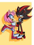  absurd_res amy_rose anthro boots clothing duo eulipotyphlan eye_contact female footwear gloves green_eyes handwear hedgehog hi_res looking_at_another male male/female mammal red_eyes shadow_the_hedgehog shadowychica sonic_(series) tuft video_games 