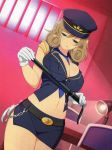  absurdres breast_press breasts gloves haruka_(senran_kagura) hat highres miniskirt police police_hat police_uniform seductive_smile senran_kagura short_hair skirt smile tagme tongue tongue_out uniform yaegashi_nan 