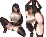  black_eyes black_hair final_fantasy final_fantasy_vii gg-e gloves long_hair navel panties skirt spread_legs thighhighs tifa_lockhart underwear 