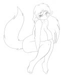  2012 anthro big_breasts black_and_white blush breasts domestic_cat felid feline felis female frown hi_res huge_breasts kilika line_art mammal monochrome nipples nude pouting simple_background sitting skidd solo white_background 