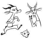  2019 ambiguous_gender antelope anthro bovid canid canine cheek_tuft clothed clothing dancing facial_markings fuel_(artist) fuel_(character) gazelle gesture greyscale half-closed_eyes head_markings head_tuft horn looking_at_viewer mammal markings monochrome motion_lines open_mouth open_smile simple_background sketch_page smile solo taylor_(fuel) tongue tongue_out tuft v_sign white_background 