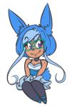  2018 alpha_channel animal_humanoid blue_hair breasts chibi choker clothing dress female freckles hair humanoid jewelry kdhynamo lagomorph lagomorph_humanoid lazuli_delarosa leporid_humanoid low_res mammal mammal_humanoid necklace purple_eyes rabbit_humanoid simple_background sitting smile solo transparent_background 