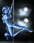  absurd_res anthro big_breasts breasts clearvision crystal_pony_(mlp) dancing female friendship_is_magic hand_on_breast hi_res my_little_pony pole pole_dancing pussy solo translucent 