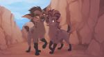  2019 absurd_res black_lips day detailed_background disney duo female feral hi_res hyaenid lips male mammal open_mouth outside paws reysi sky spotted_hyena standing teeth the_lion_king tongue yellow_sclera 