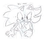  anthro bodily_fluids buke3jp clothing duo eulipotyphlan eye_contact frown gloves handwear hedgehog looking_at_another male male/male mammal shadow_the_hedgehog sketch sonic_(series) sonic_the_hedgehog standing sweat text translation_request 