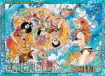  2girls 5boys afro ass barefoot bikini black_hair black_ribbon blonde_hair breasts brook copyright_name day franky green_hair heart highres innertube large_breasts long_hair male_swimwear monkey_d_luffy multiple_boys multiple_girls nami_(one_piece) nico_robin oda_eiichirou official_art one_piece orange_hair outdoors outstretched_arms ribbon roronoa_zoro sanji scar scar_across_eye shiny shiny_hair short_hair side-tie_bikini sideboob soles straight_hair striped striped_bikini sweatdrop swimsuit swimwear tony_tony_chopper underboob usopp very_short_hair wading 