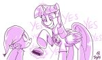  bell clothing dialogue dragon duo equid female friendship_is_magic hi_res horn jowybean male mammal my_little_pony pajamas spike_(mlp) twilight_sparkle_(mlp) winged_unicorn wings 