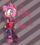  accessory amy_rose anthro clothing english_text eulipotyphlan evays female footwear gloves green_eyes hair_accessory hairband handwear hedgehog mammal open_mouth open_smile smile solo sonic_(series) text video_games 