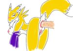  all_fours anal anal_penetration anthro breasts canine digimon duo female fox from_behind male mammal nipples penetration plain_background pussy renamon sex straight unknown_artist white_background 