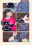  2019 anthro bastriw_(artist) canid canine canis comic dialogue digital_media_(artwork) domestic_cat domestic_dog duo english_text felid feline felis hi_res male mammal phynx simple_background smile speech_bubble text 