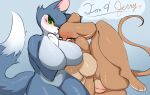  2019 anthro big_breasts blush breasts brown_eyes butt crossgender digital_media_(artwork) dipstick_tail domestic_cat duo featureless_breasts felid feline felis female fur green_eyes jerry_mouse looking_at_viewer mammal metro-goldwyn-mayer mouse multicolored_fur multicolored_tail murid murine napdust nude pussy rodent shy spread_legs spreading thomas_cat tom_and_jerry two_tone_fur yellow_sclera 