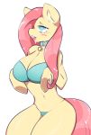  &lt;3 &lt;3_eyes 2019 anthro bell_collar big_breasts blush bodily_fluids bra breasts clothing collar digital_media_(artwork) drooling female fluttershy_(mlp) friendship_is_magic my_little_pony napdust saliva solo tongue tongue_out underwear 
