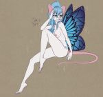  anthro arthropod breasts butt butterfly female green_eyes insect lepidopteran lunati_(character) mammal mouse murid murine nipples paws pinup pose rodent sketch solo va_art 