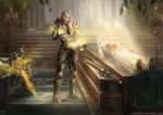  2019 armor blizzard_entertainment blood_elf digital_media_(artwork) duo elf female human humanoid lying mammal melee_weapon not_furry on_back sword video_games warcraft weapon x-celebril-x 